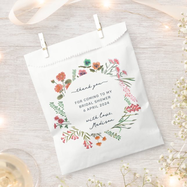 Wildflower Bridal Shower Thank You Favor Bag (Clipped)