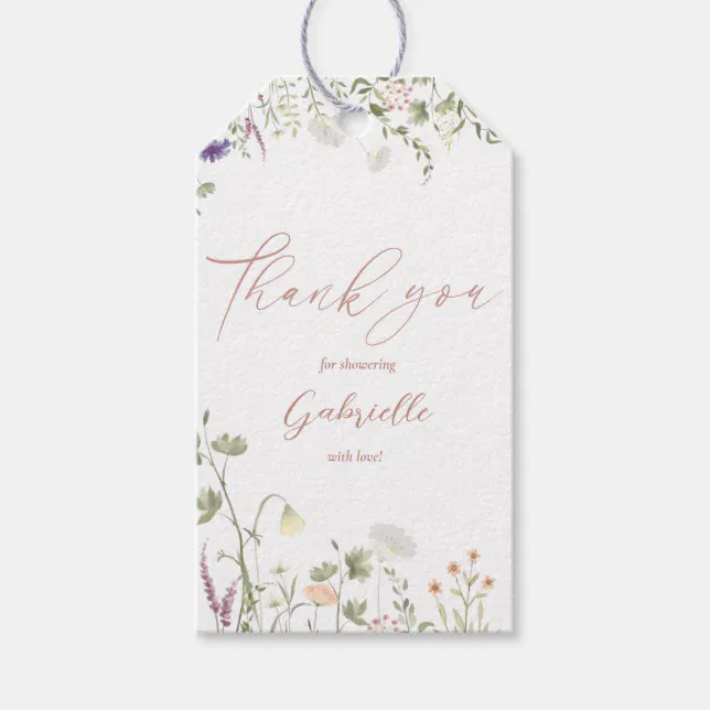 Wildflower Bridal Shower Thank you Gift Tags | Zazzle