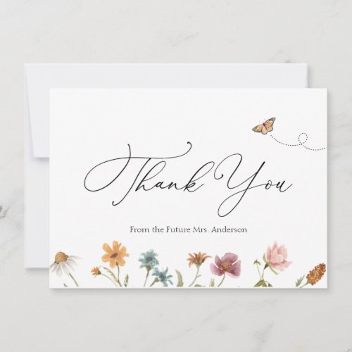 Wildflower Bridal Shower Thank You  Note Card