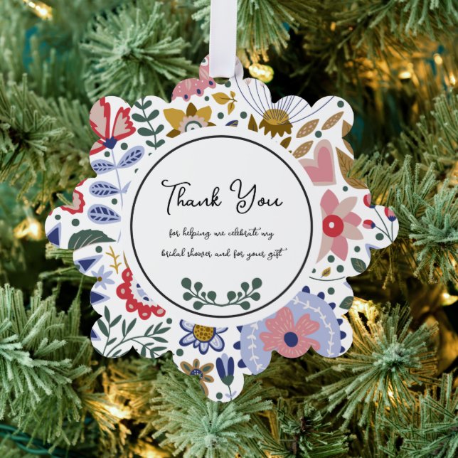 Wildflower Bridal Shower Thank You Ornament Card (Insitu (Tree))
