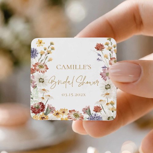Wildflower Bridal Shower Thank You Square Sticker