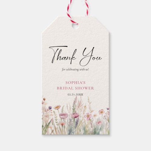 Wildflower Bridal Shower Watercolor Spring Favors Gift Tags