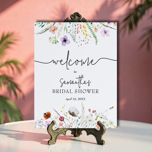 Wildflower Bridal Shower Welcome Foam Board (Wildflower bridal shower tabletop Welcome foam board sign (easel not included))
