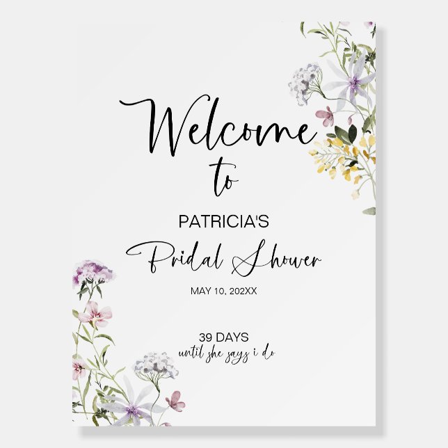 Wildflower Bridal Shower Welcome Sign  (Front)