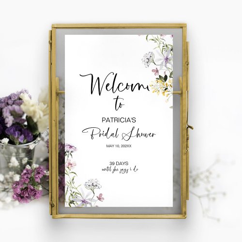 Wildflower Bridal Shower Welcome Sign 