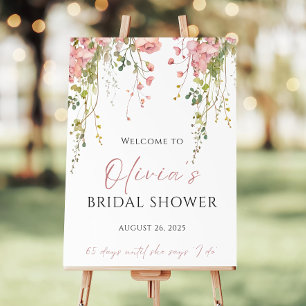 Wildflower Bridal Shower Welcome Sign - Blush Pink