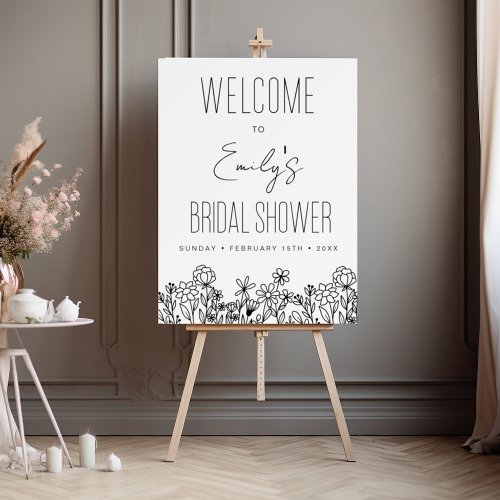 Wildflower Bridal Shower Welcome Sign Botanical