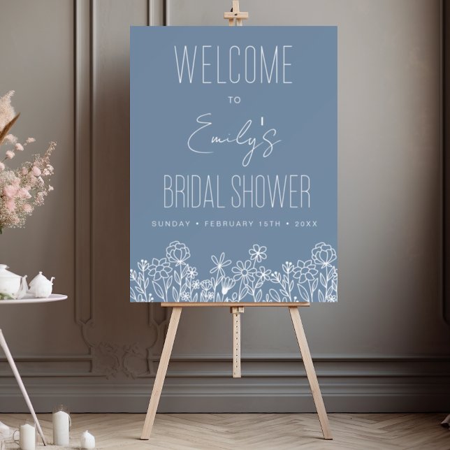 Wildflower Bridal Shower Welcome Sign Dusty Blue (Creator Uploaded)