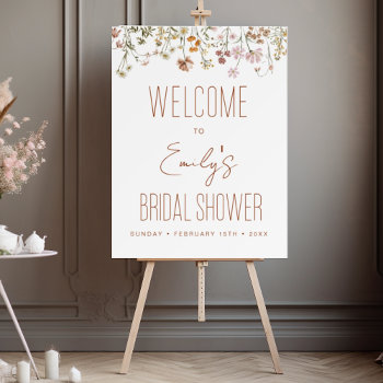 Wildflower Bridal Shower Welcome Sign In Bloom by Hot_Foil_Creations at Zazzle