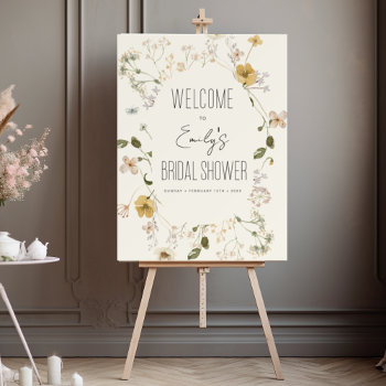 Wildflower Bridal Shower Welcome Sign In Bloom by Hot_Foil_Creations at Zazzle