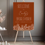 Wildflower Bridal Shower Welcome Sign Terracotta<br><div class="desc">Make your bridal shower feel like a breath of fresh air with our Terracotta Burnt Orange Wildflower Bridal Shower Welcome Sign. This stunning sign features a beautiful, hand-drawn wildflower design that will add a touch of elegance and whimsy to your event. The sign is fully customizable with your names, event...</div>