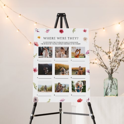 Wildflower Bridal Shower Where Were They Game Card Foam Board