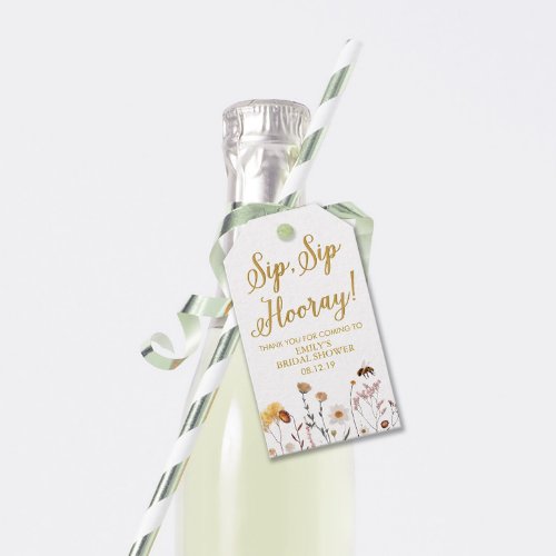 Wildflower Bridal Shower Wine Favor Tags