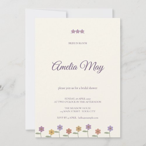Wildflower Bride in Bloom Script Bridal Shower Invitation