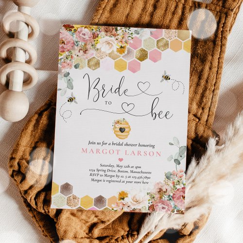 Wildflower Bride To Bee Bridal Shower  Invitation