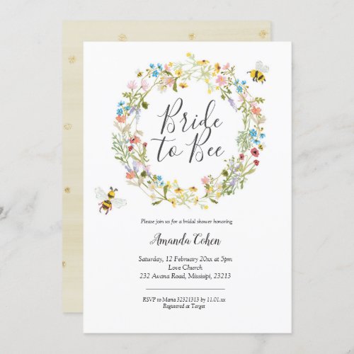 Wildflower bride to bee bridal shower invitation