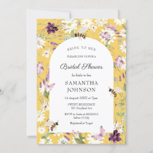 Wildflower Bride to Bee Bridal Shower  Invitation