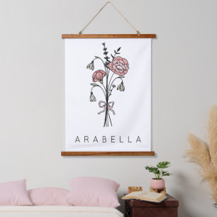 Wildflower Bridesmaid Name Hanging Tapestry