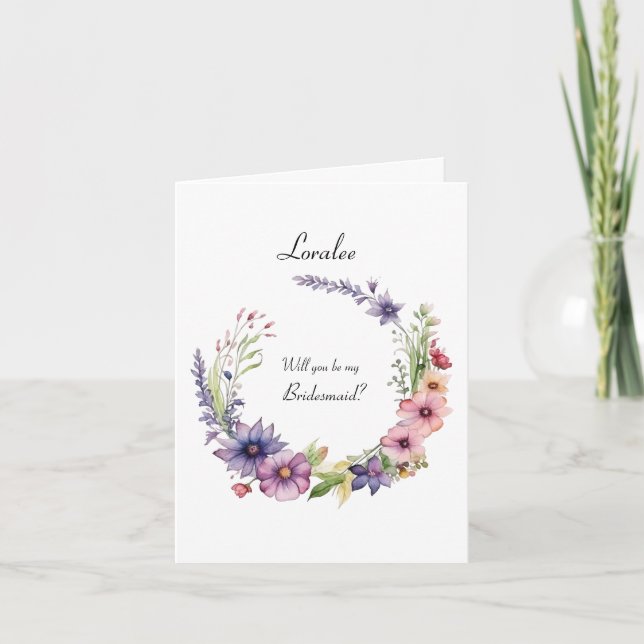 Wildflower Bridesmaid Proposal Folded Invitation (Front)