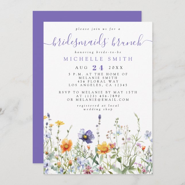 Wildflower Bridesmaids Brunch Invitation (Front/Back)