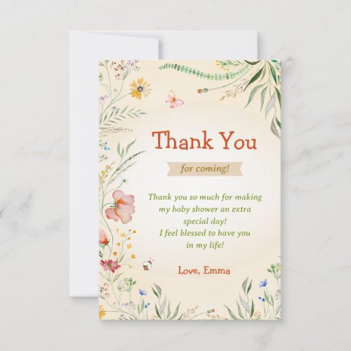 Wildflower Bright Happy Baby Shower Sprinkle Guest Thank You Card