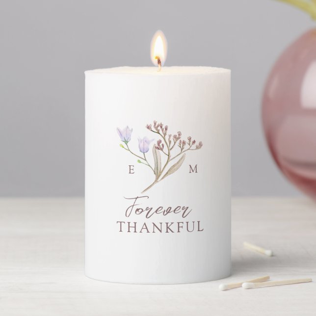 Wildflower brown fall wedding thankful pillar candle (In Situ)