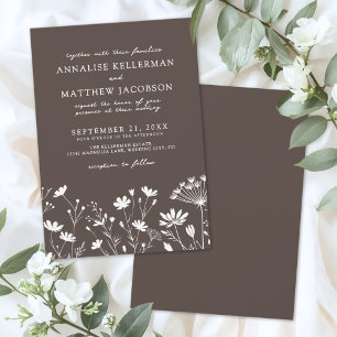 Wildflower Brown Wedding Invitation
