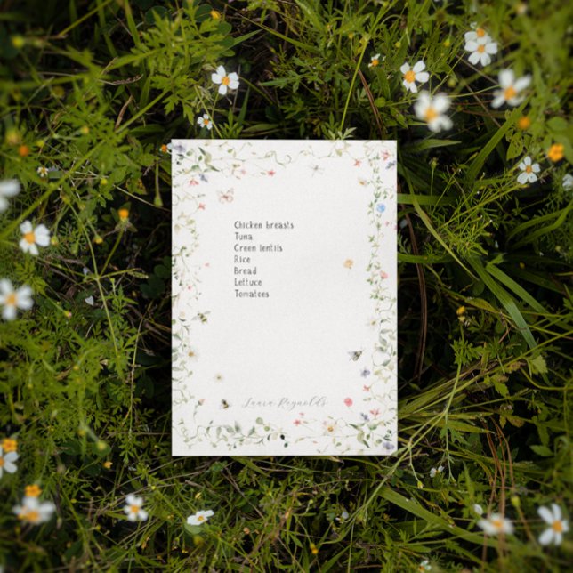 Wildflower Bumble Bee Monogram Personalized Post-it Notes (Creator Uploaded)