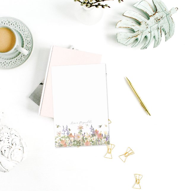 Wildflower Bumble Bee Monogram Personalized Post-it Notes (Creator Uploaded)