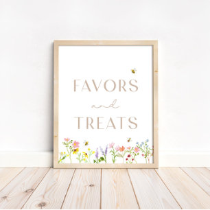 Wildflower Bumblebee Floral Favors and Treats Sign