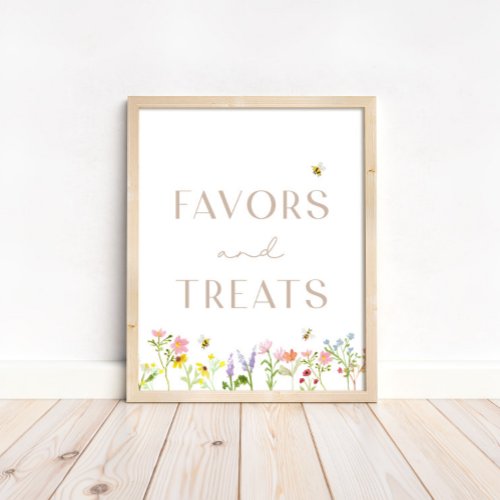 Wildflower Bumblebee Floral Favors and Treats Sign