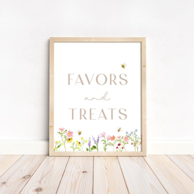 Wildflower Bumblebee Floral Favors and Treats Sign (Find matching items in our shop!)