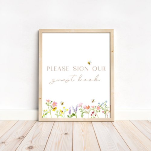 Wildflower Bumblebee Floral Guest Book Sign