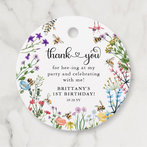 Wildflower  BumbleBee Kids Birthday  Favor Tags