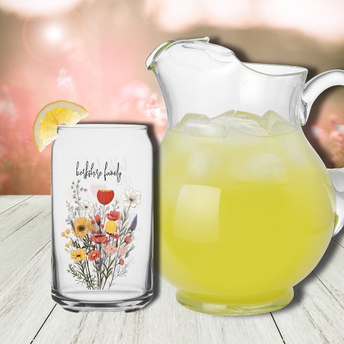 Wildflower Bunch  Spring Floral  Customizable  Can Glass