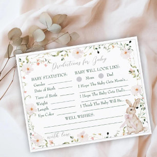 Wildflower Bunny Baby Shower Baby Prediction Game