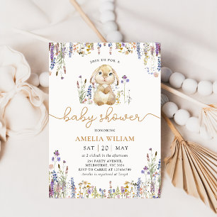 Wildflower Bunny Girl Baby Shower Invitation