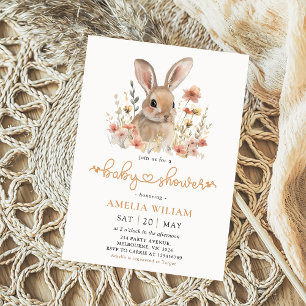 Wildflower Bunny Girl Baby Shower Invitation