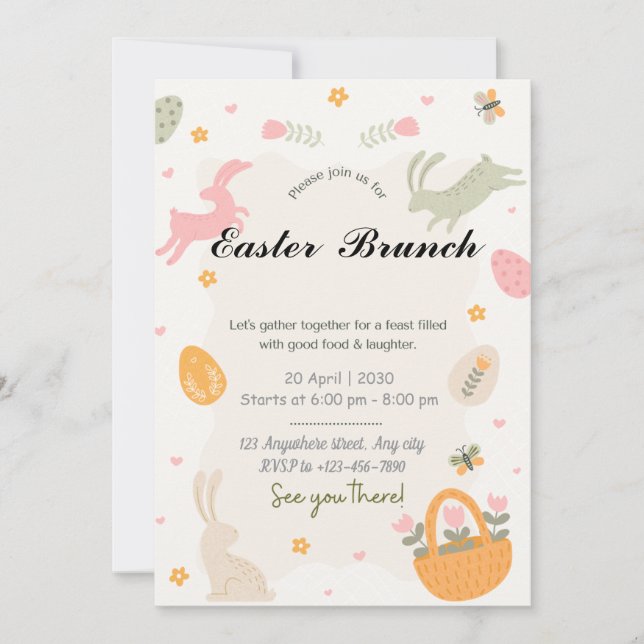  Wildflower Bunny Invitation (Front)