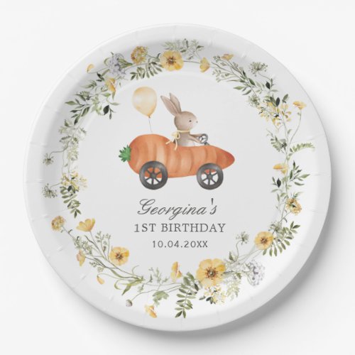 Wildflower Bunny Rabbit Carrot Car Birthday Party Paper Plates