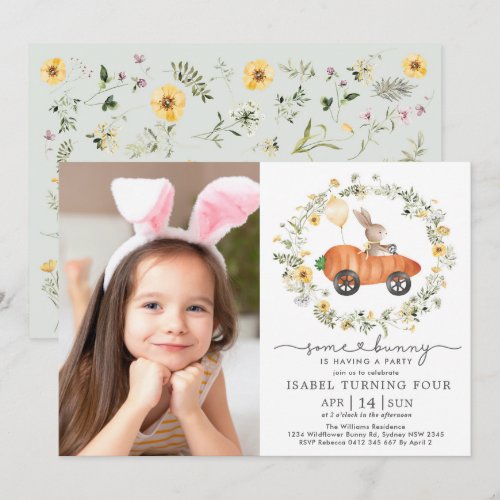 Wildflower Bunny Rabbit Easter Birthday Photo