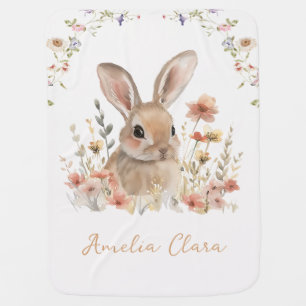 Wildflower Bunny Spring Baby Girl Baby Blanket
