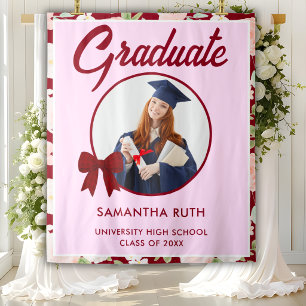 Wildflower Burgundy Gingham Bow Grad Backdrop