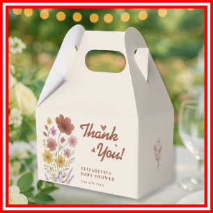 Wildflower Burnt Orange Baby Shower Thank You Favor Boxes
