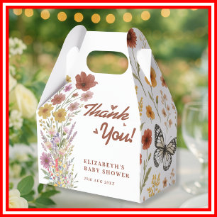 Wildflower Burnt Orange Baby Shower Thank You Favor Boxes