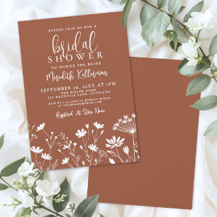 Wildflower Burnt Orange Bridal Shower Invitation