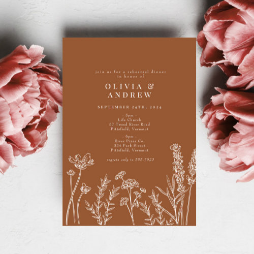 Wildflower Burnt Orange Rehearsal Dinner