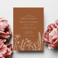 Wildflower Burnt Orange Wedding Invitation