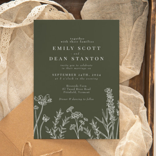 Wildflower Burnt Orange Wedding Invitation