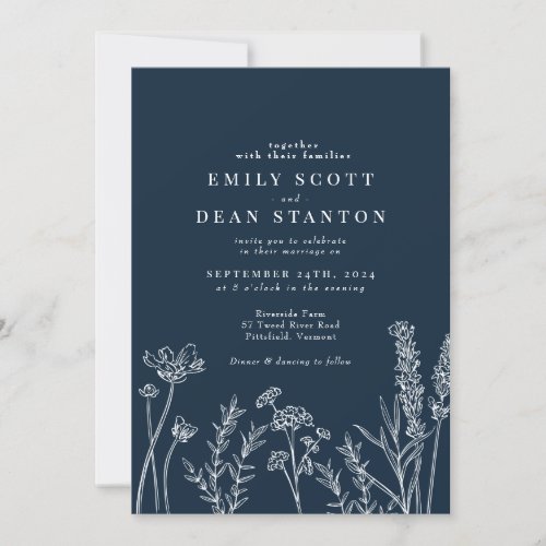 Wildflower Burnt Orange Wedding Invitation